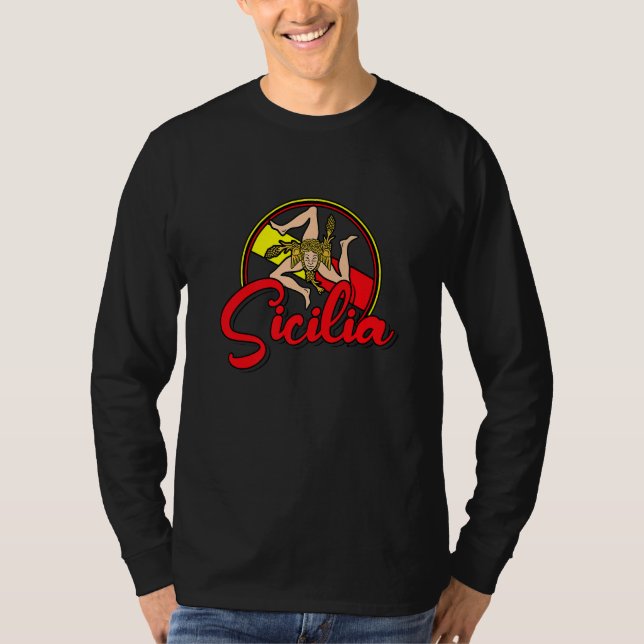 Sicilia Flag Sicily Palermo Italy  18 T-Shirt (Vorderseite)