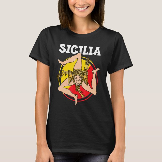 Sicilia Flag Sicily Palermo Italy 1 T-Shirt (Vorderseite)