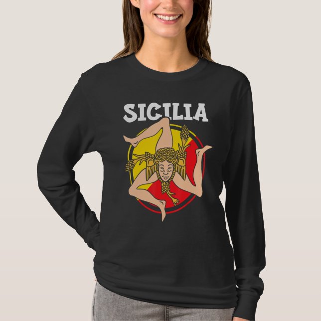 Sicilia Flag Sicily Palermo Italy 1 T-Shirt (Vorderseite)