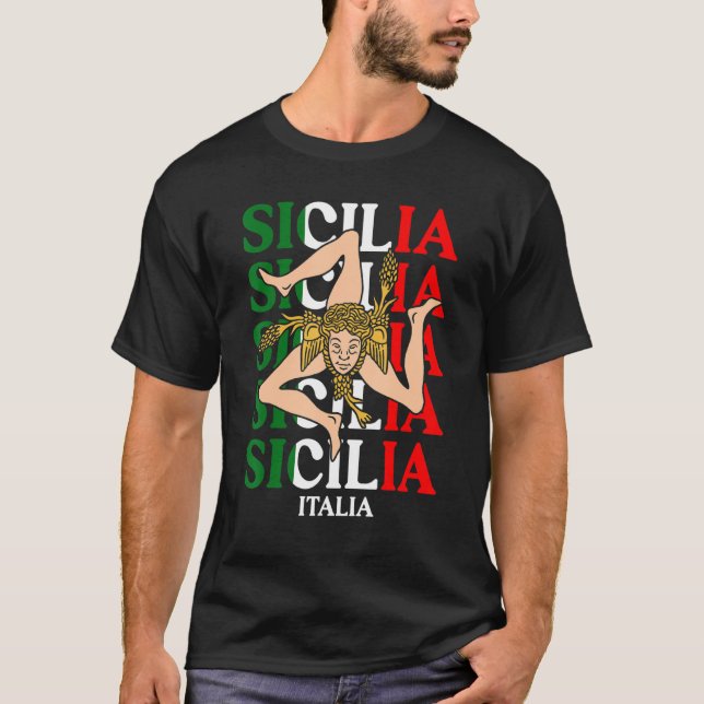 Sicilia Flag Sicily Palermo Italy 22 T-Shirt (Vorderseite)