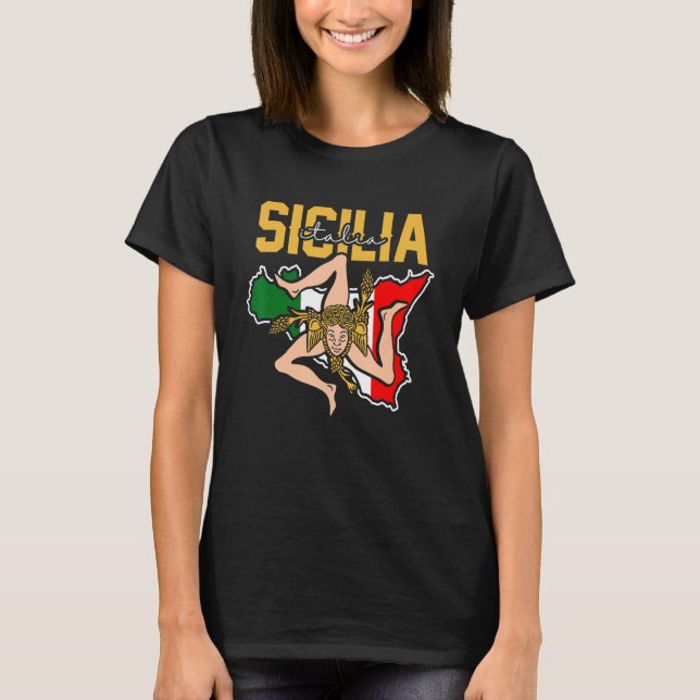 Sicilia Flag Sicily Palermo Italy 32 T-Shirt (Vorderseite)