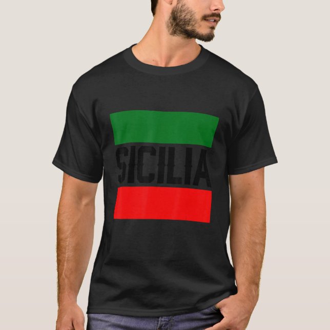 Sicilia Flag Sicily Palermo Italy 37 T-Shirt (Vorderseite)