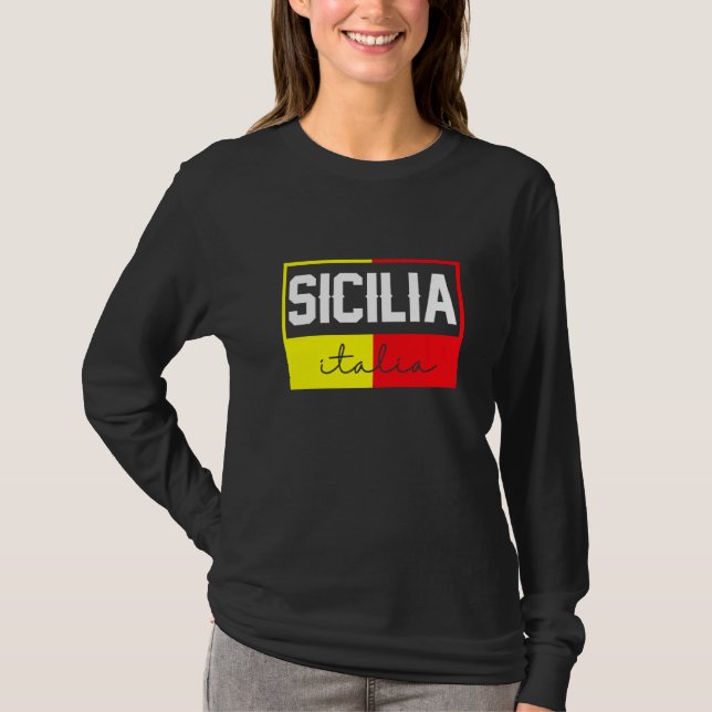 Sicilia Flag Sicily Palermo Italy  39 T-Shirt (Vorderseite)
