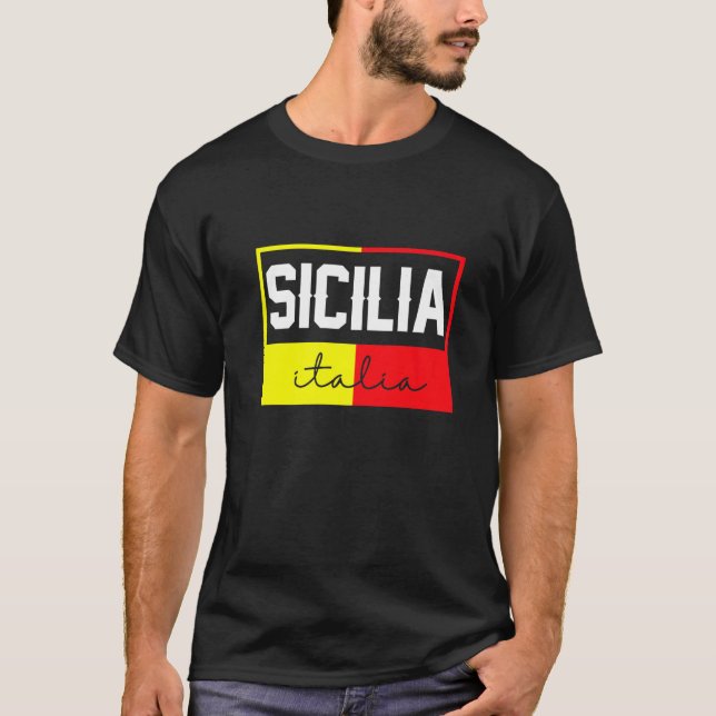 Sicilia Flag Sicily Palermo Italy  39 T-Shirt (Vorderseite)