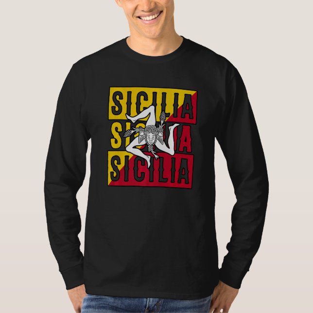 Sicilia Flag Sicily Palermo Italy T-Shirt (Vorderseite)