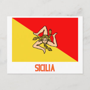Sicilia-Flagge mit Namen Postkarte