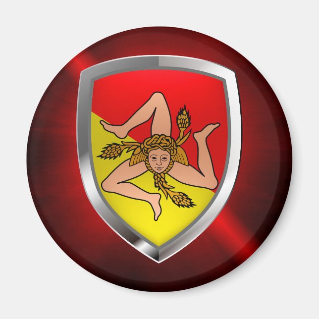 Sicilia Mettalic Emblem Magnet (Vorne)