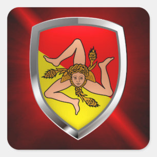 Sicilia Mettalic Emblem Quadratischer Aufkleber