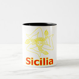 Sicilia mit Trinacria Symbol Zweifarbige Tasse