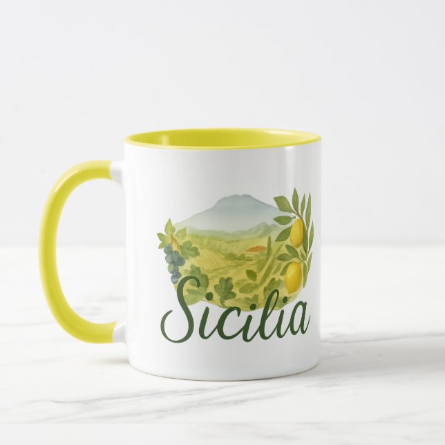 Sicilia Mt.Etna Design Mug Tasse (Links)