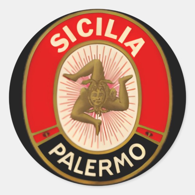 Sicilia Palermo Style Sicily Runder Aufkleber (Vorderseite)