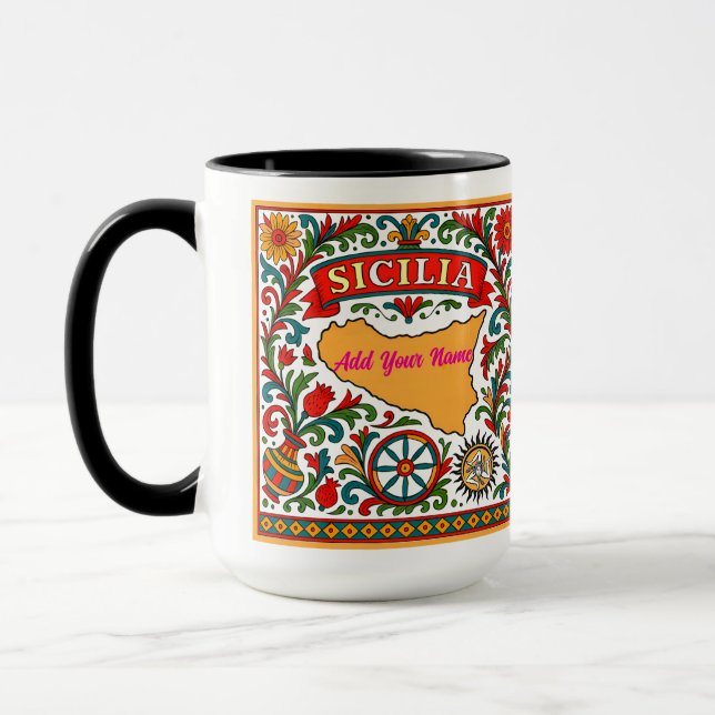 Sicilia Sicilian Design (customize with name) Tasse (Links)
