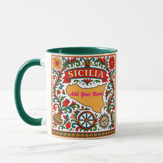 Sicilia Sicilian Design (customize with name) Tasse (Links)