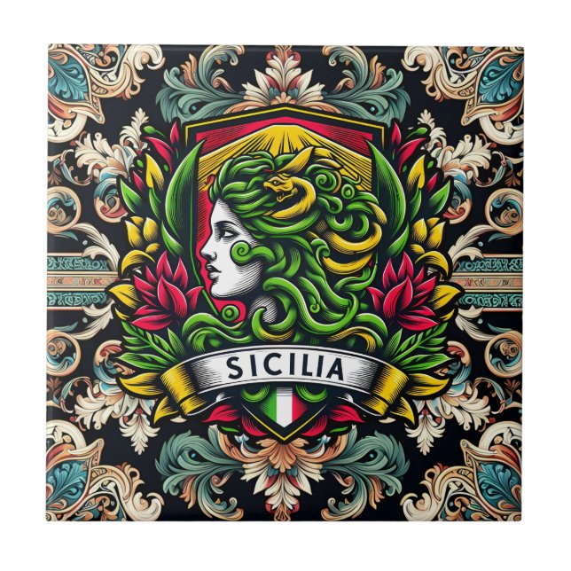 Sicilia Sicilian Design Fliese (Vorderseite)