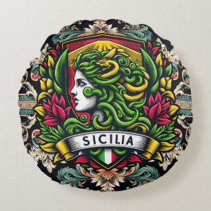 Sicilia Sicilian Design Rundes Kissen