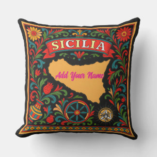 Sicilia Sicilian Design Tile (customize with name) Kissen