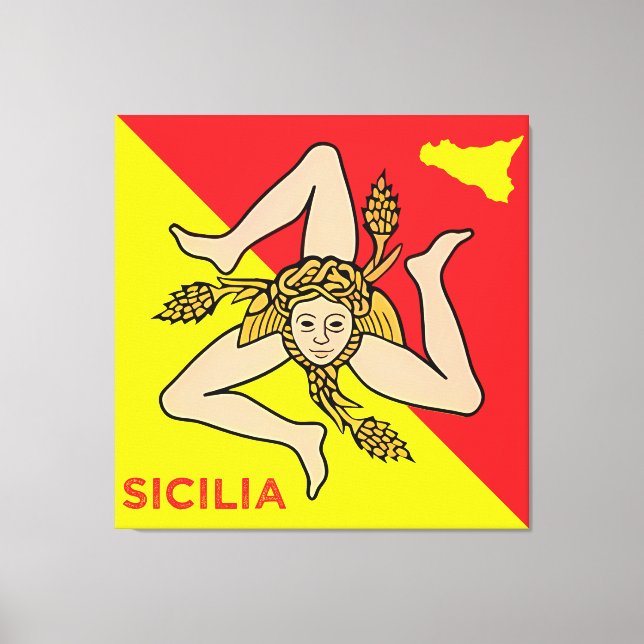Sicilia Sicilian Flag of Sicily Trinacria Pillow Leinwanddruck (Vorderseite)