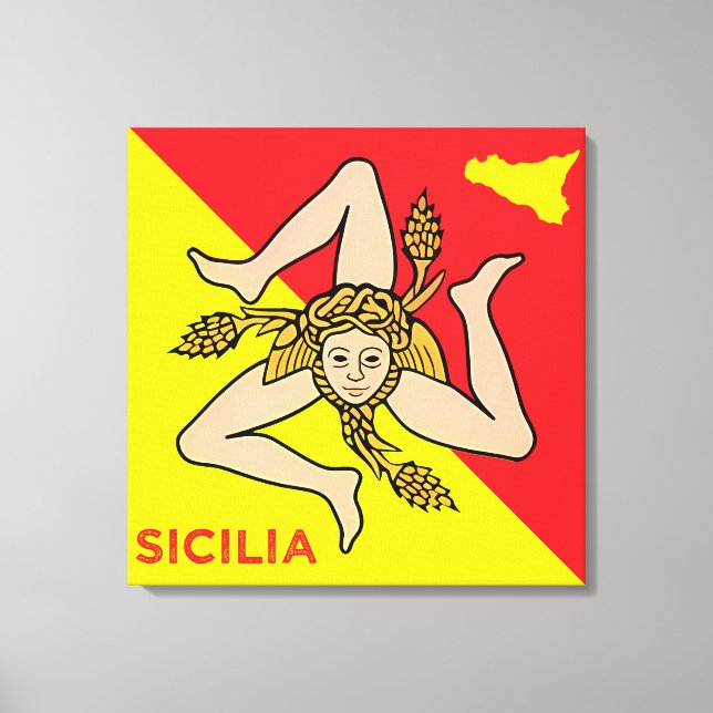 Sicilia Sicilian Flag of Sicily Trinacria Pillow Leinwanddruck (Vorderseite)