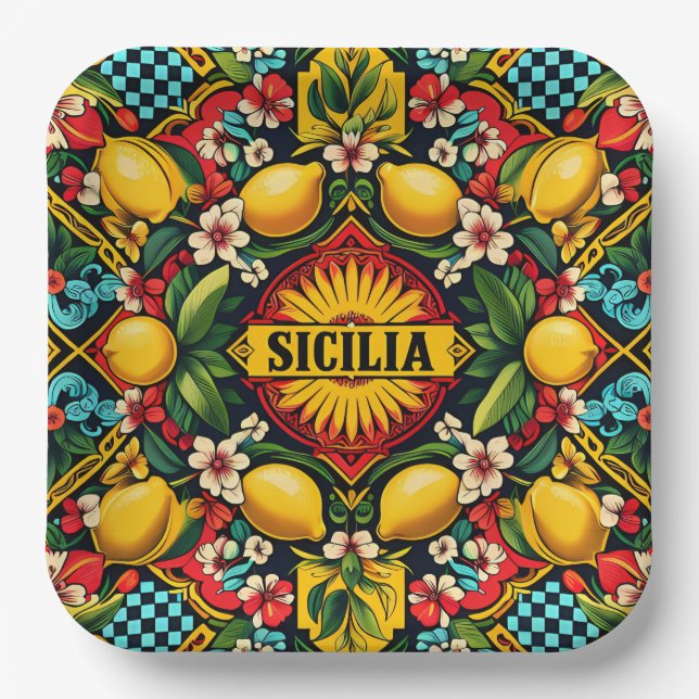 Sicilia Sicilian Paper Plate Pappteller (Vorderseite)