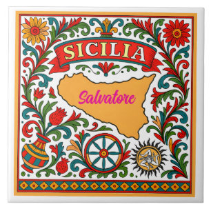 Sicilia Sizilianisches Design Tile (mit Namen anpa Fliese