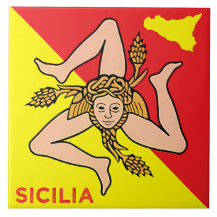 Sicilia Trinacria sizilianische Flaggengestaltung Fliese