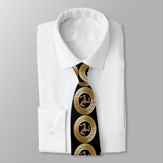 Sicilia (Trinacria Symbol) Premium Golden Neck Tie Krawatte (Gebunden)