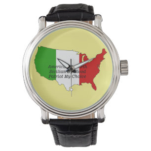 Sicilian American Italian Patriot USA Map Armbanduhr