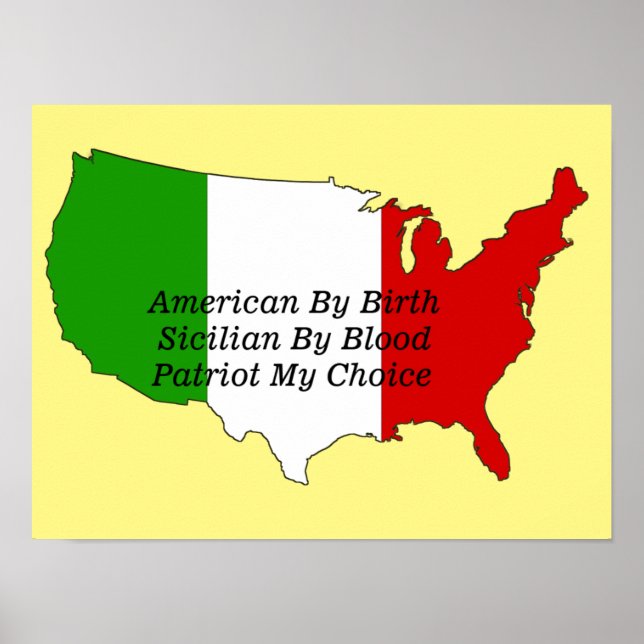 Sicilian American Italian Patriot USA Map Poster (Vorne)