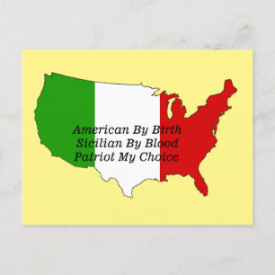 Sicilian American Italian Patriot USA Map Postkarte