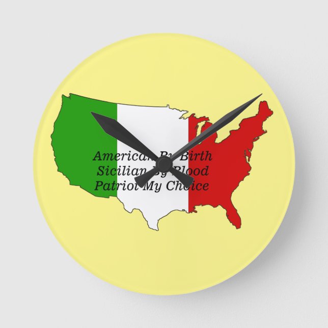 Sicilian American Italian Patriot USA Map  Runde Wanduhr (Vorderseite)