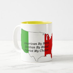 Sicilian American Italian Patriot USA Map  Zweifarbige Tasse