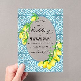 Sicilian Blue Tiles Summer Lemon Boho Wedding Acryleinladungen