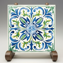 Sicilian Garden Watercolor Blue Green Fliese