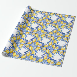 Sicilian Lemon Tiles Pattern Mediterranean Dolce Geschenkpapier