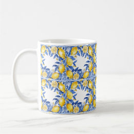 Sicilian Lemon Tiles Pattern Mediterranean Dolce Kaffeetasse