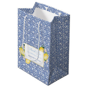 Sicilian Lemons Blue Tiles Gastgeschenk Hochzeit Mittlere Geschenktüte