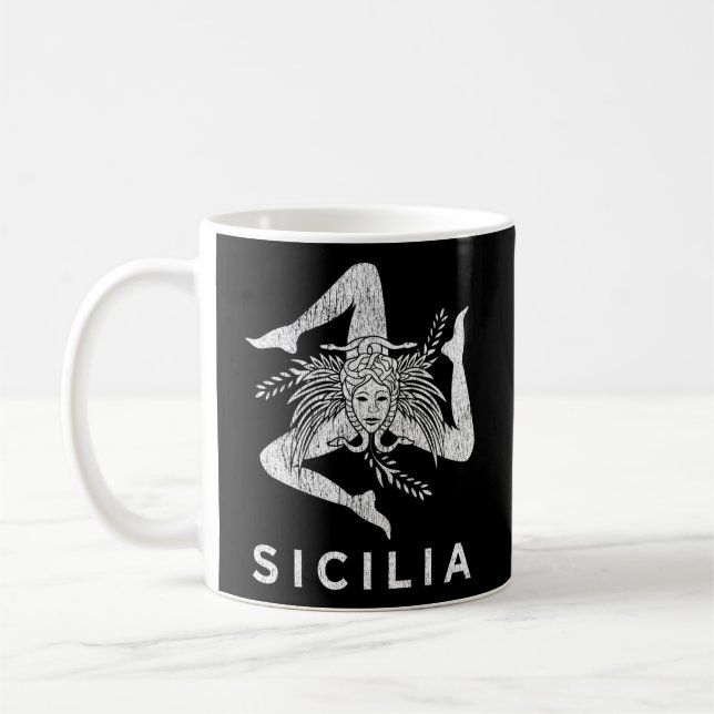Sicilian Pride Sicilia Sicilian Flag Trinacria Fad Kaffeetasse (Links)