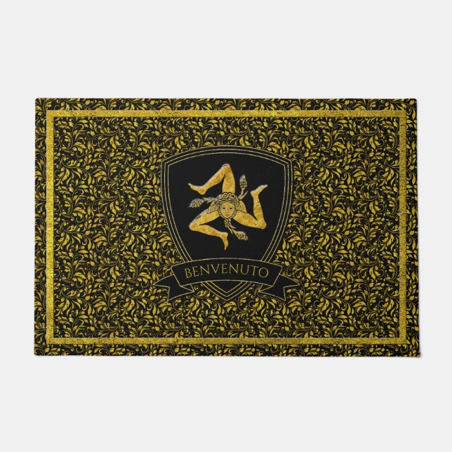 Sicilian Trinacria Baroque Doormat Fußmatte (Vorderseite)