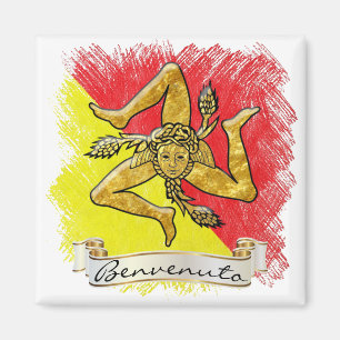 Sicilian Trinacria Benvenuto Magnet
