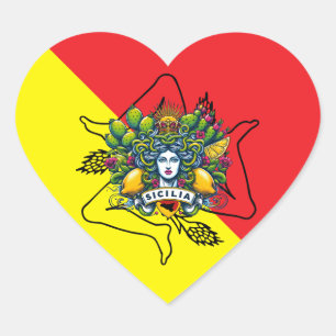 Sicilian Trinacria Herz-Aufkleber