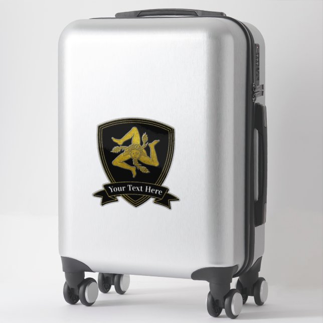 Sicilian Trinacria Ihr Text Aufkleber (Koffer)