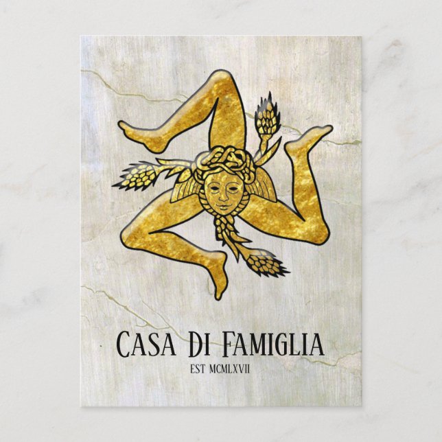 Sicilian Trinacria Ihr Text Feiertagspostkarte (Vorderseite)