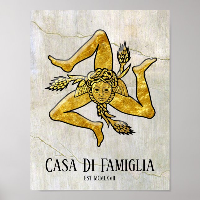 Sicilian Trinacria Ihr Text Poster (Vorne)