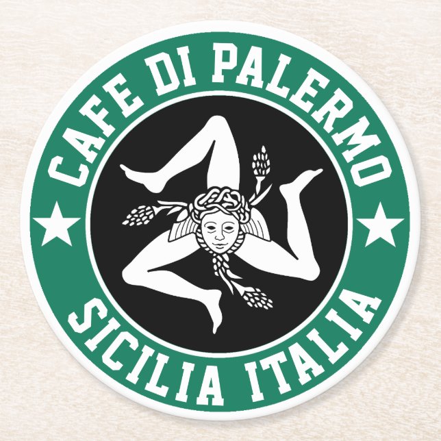 Sicilian Trinacria Ihr Text  Runder Pappuntersetzer (Vorderseite)