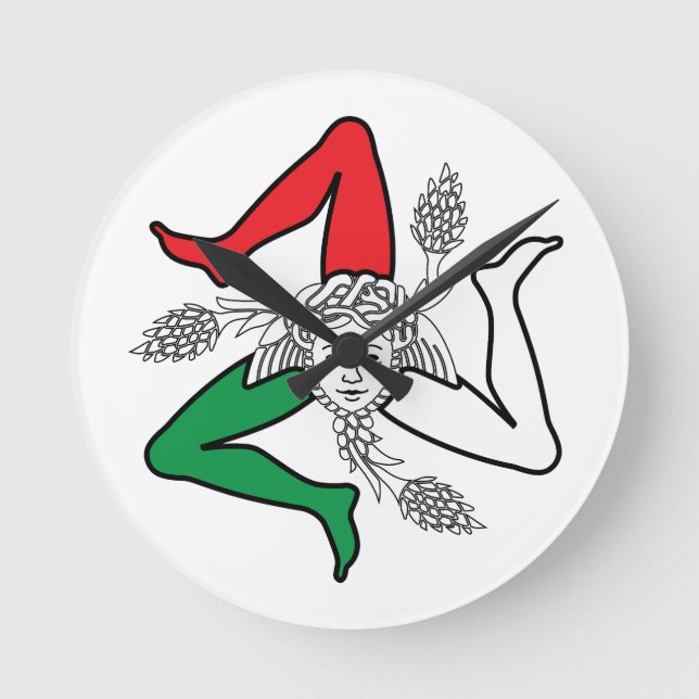 Sicilian Trinacria Medusa Design Runde Wanduhr (Vorderseite)