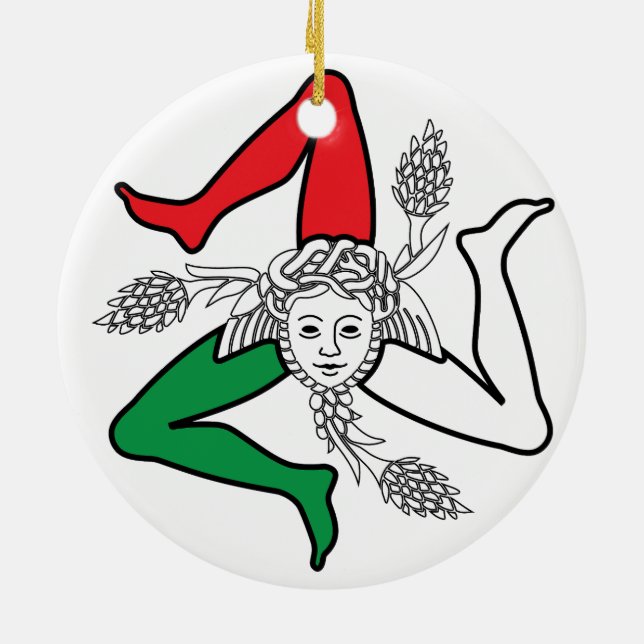 Sicilian Trinacria Medusa Emblem Italian Theme Keramik Ornament (Hinten)