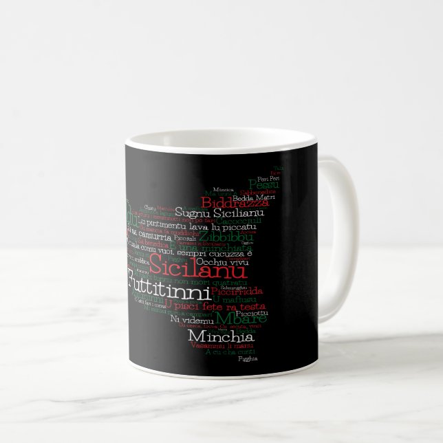 Sicilian Word Art Map Kaffeetasse (VorderseiteRechts)