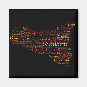 Sicilian Word Art Map Magnet