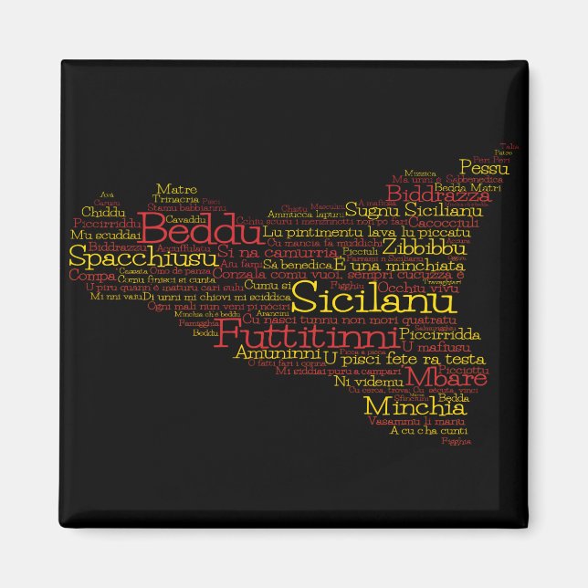 Sicilian Word Art Map Magnet (Vorne)
