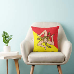 Siciliy Flag auf amerikanischem MoJo Pillow Kissen